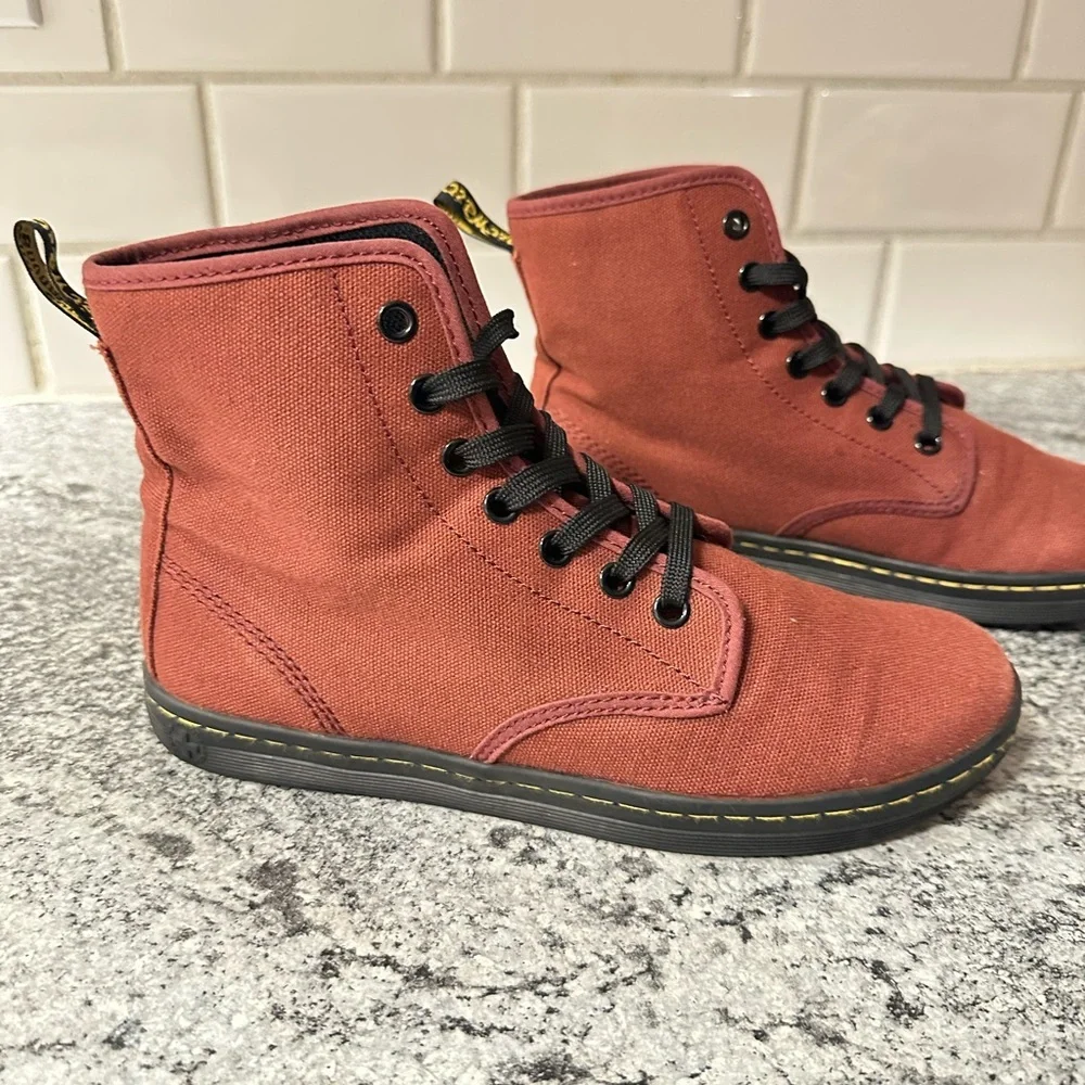 DOC MARTINS 7 Shoreditch Burgandy woman canvas boot casual minimalist casual - Picture 3 of 10